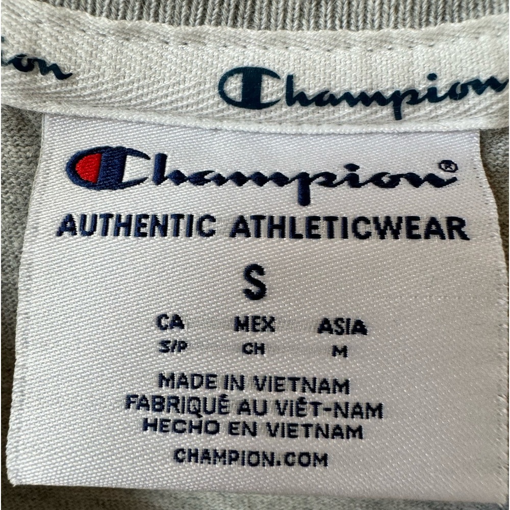 Champion Gray Cropped Long Sleeve Layered Look T Shirt Size Small - Picture 3 of 3